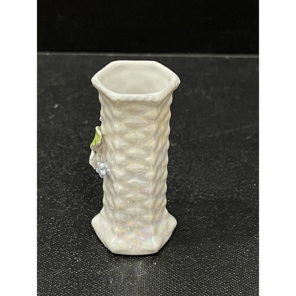 Beautiful Vintage Floral Iridescent Vase or Toothpick Holder Made in Germany - Picture 4 of 6